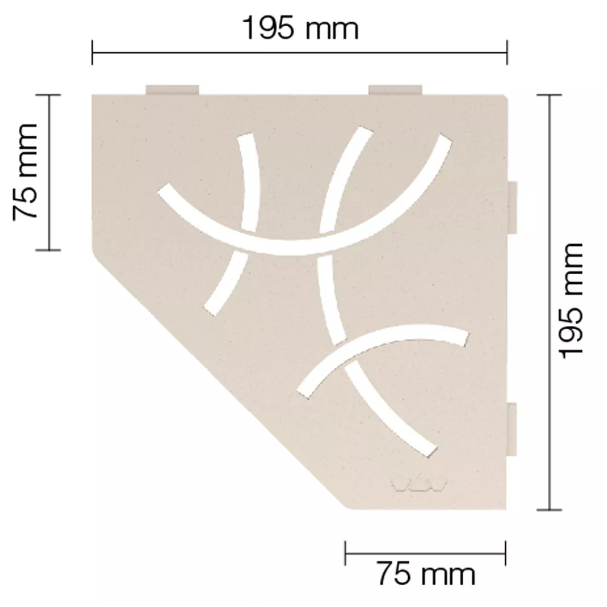 Półka ścienna Półka prysznicowa Schlüter 5-rogowa 19,5x19,5cm Krzywa