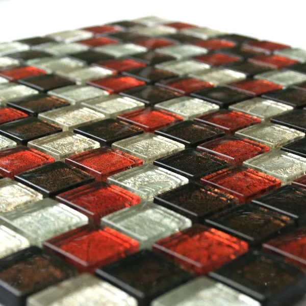 Mozaika Szklana 23x23x8mm Metal Czerwono-brązowy Srebrny