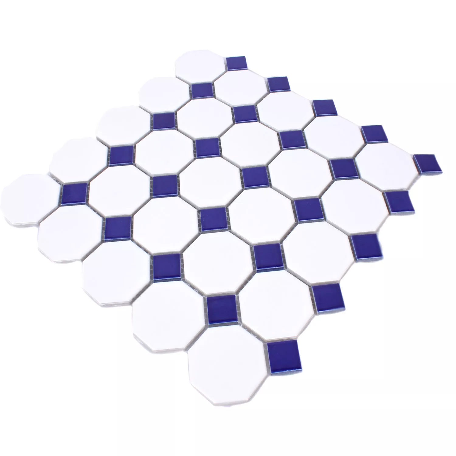 Mozaika Ceramika Ośmiokąt Belami Biały Niebieski