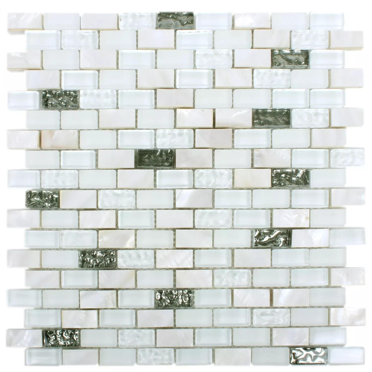 Próbka Szkło Kamień Naturalny Muszelka Mozaika Saltanat Biały