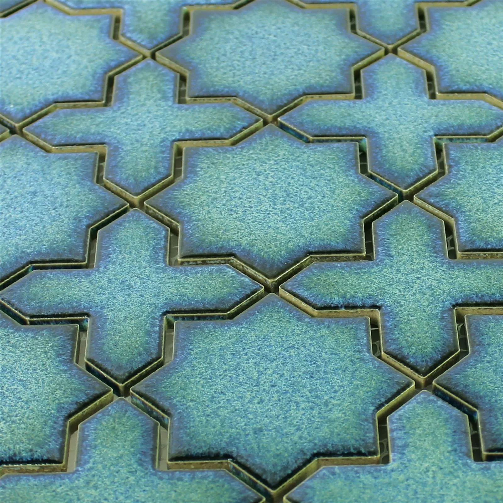 Próbka Mozaika Ceramiczna Płytki Puebla Gwiazda Niebieski