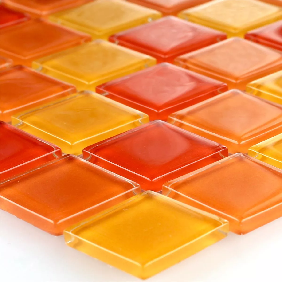 Mozaika Szkło Czerwony Pomarańczowy Żółty 25x25x4mm