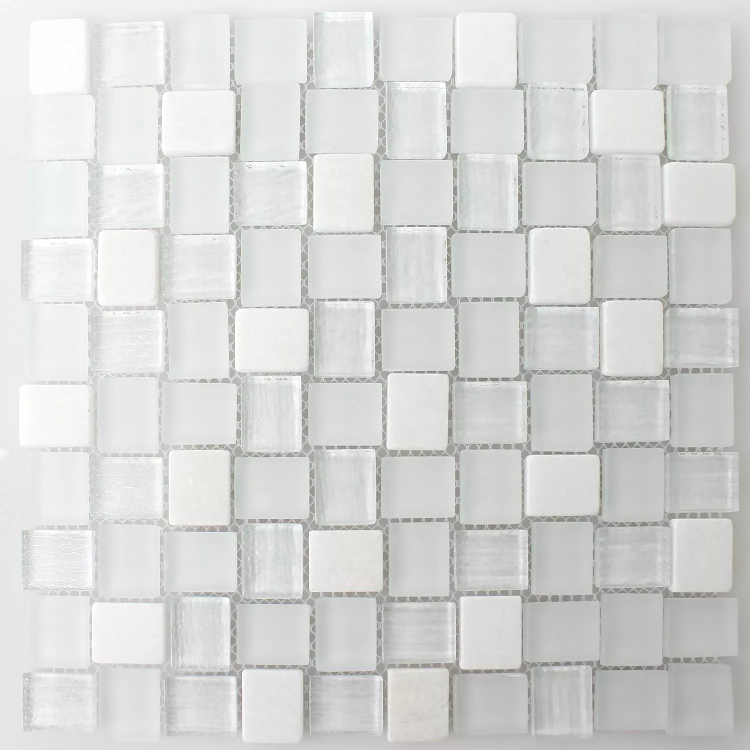 Próbka Mozaika Szkło Kamień Naturalny Biały