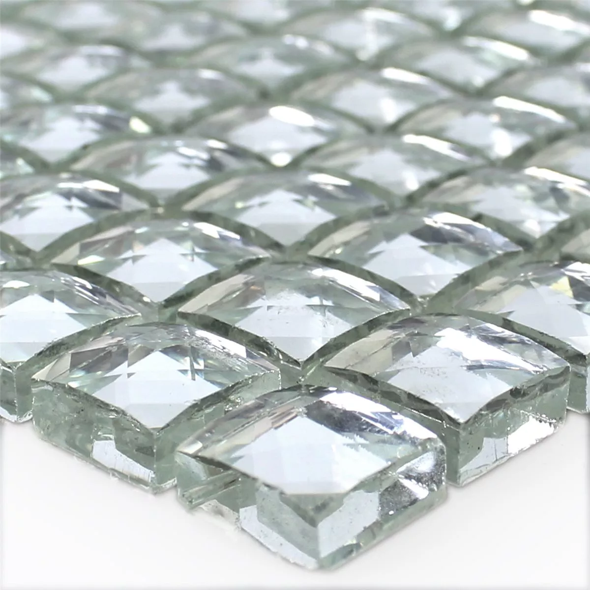 Próbka Mozaika Szklana Płytki Srebrny Brilliant Biały