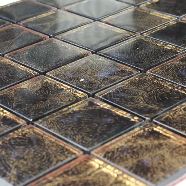 Mozaika Szklana 48x48x8mm Brązowy Złoto Metal