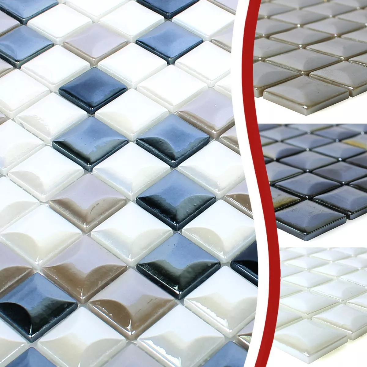 Mozaika Szklana Płytki Monrovia 3D Metallic