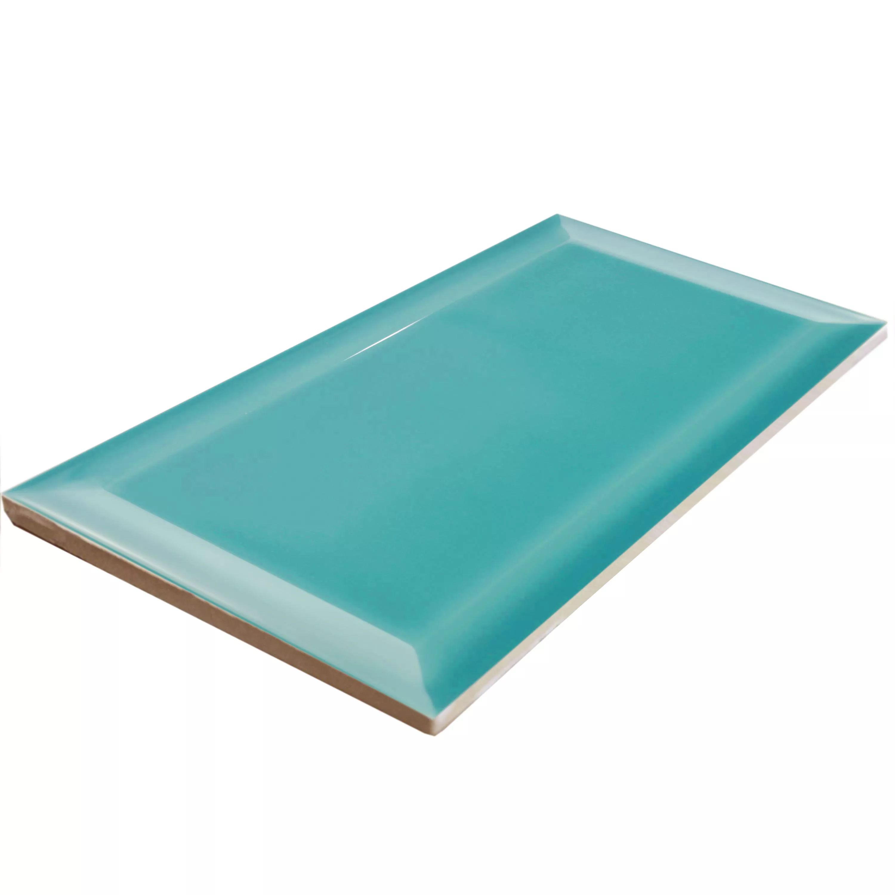 Metro Płytki Ścienne Brussel Z Faset 10x20x0,7cm Azul Turquesa