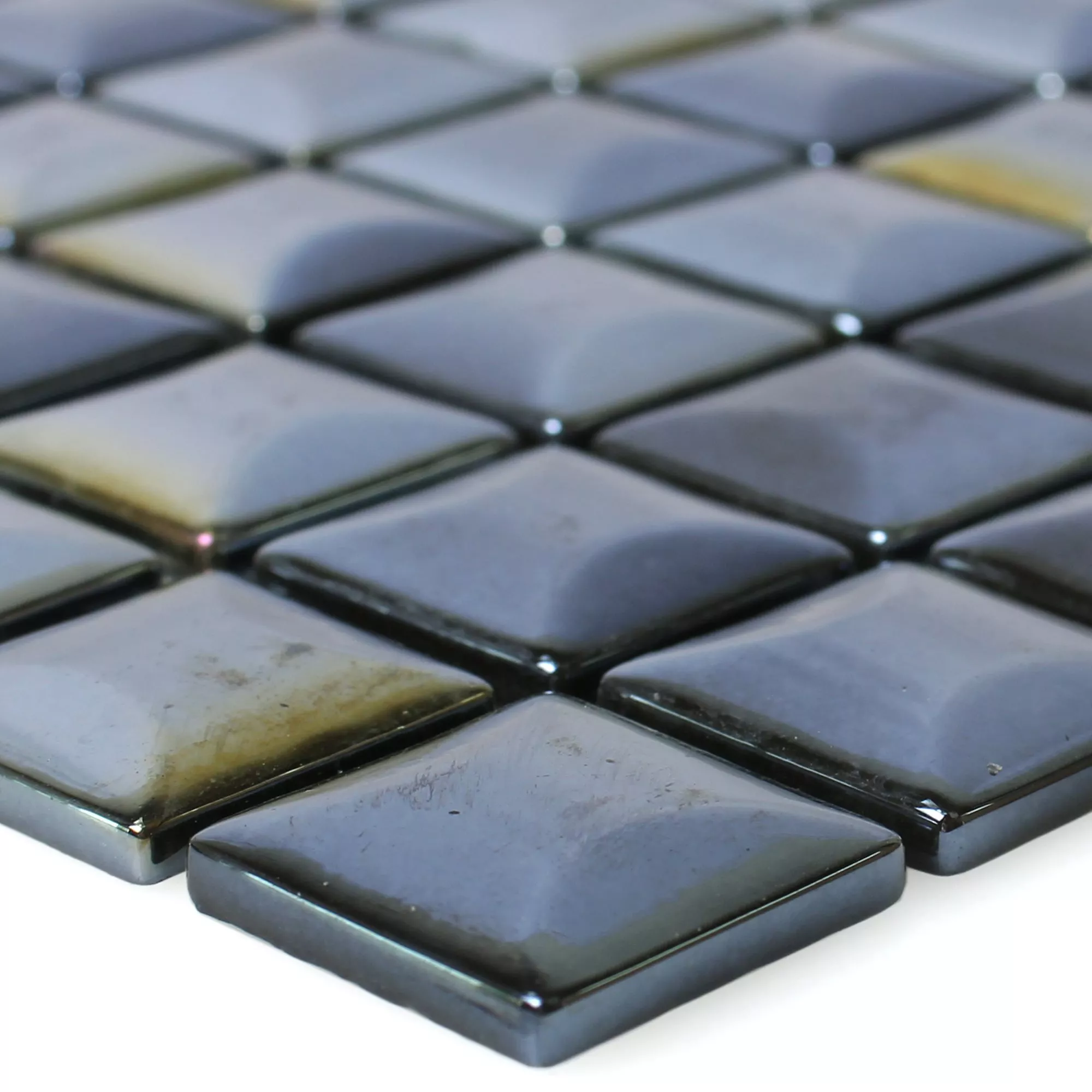 Mozaika Szklana Płytki Monrovia Czarny 3D Metallic