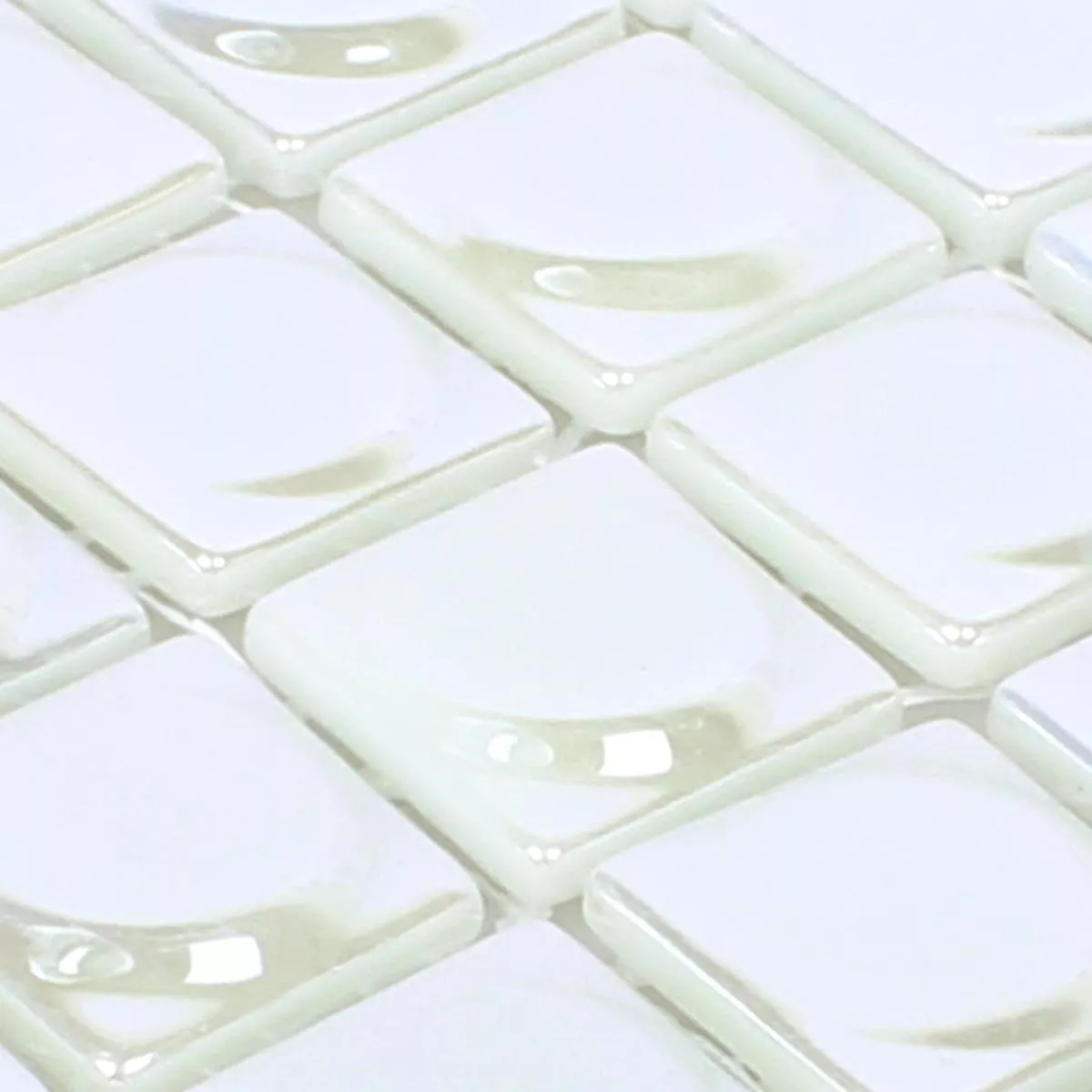 Próbka Mozaika Szklana Płytki Accra Biały 3D Okrągły