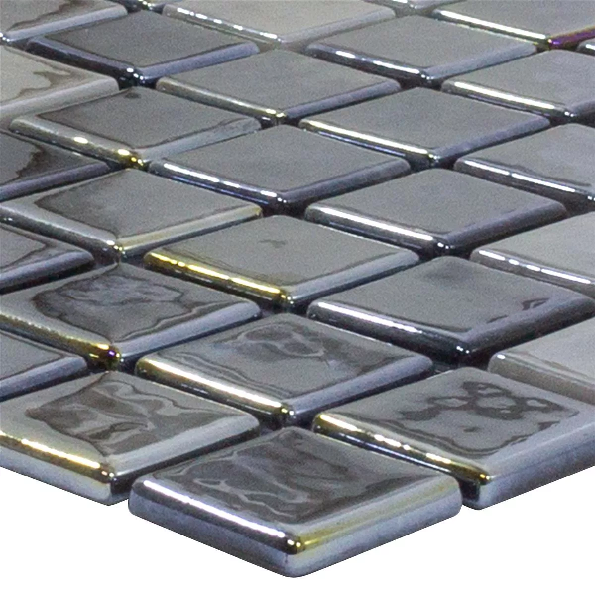 Mozaiki Szklana Płytki Silvertown Antracyt Metallic 25x25mm