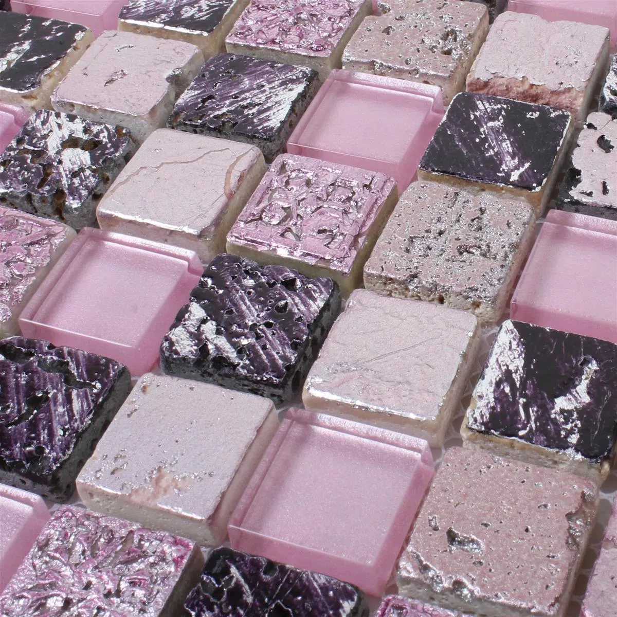 Mozaika Szkło Żywica Kamień Naturalny Różowy Mix