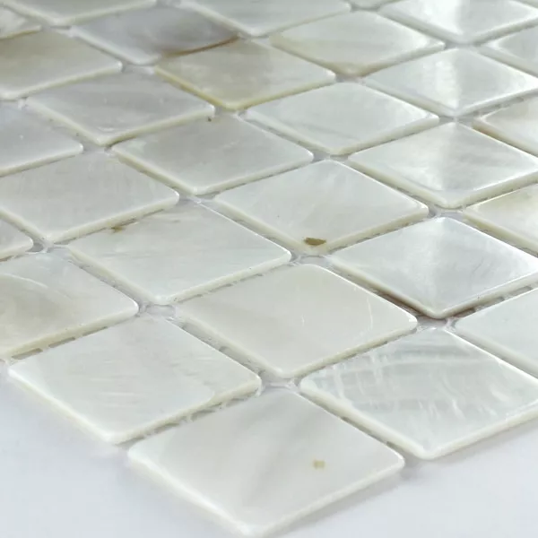Mozaika Szkło Masa Perłowa Efekt 25x25x2mm Biały