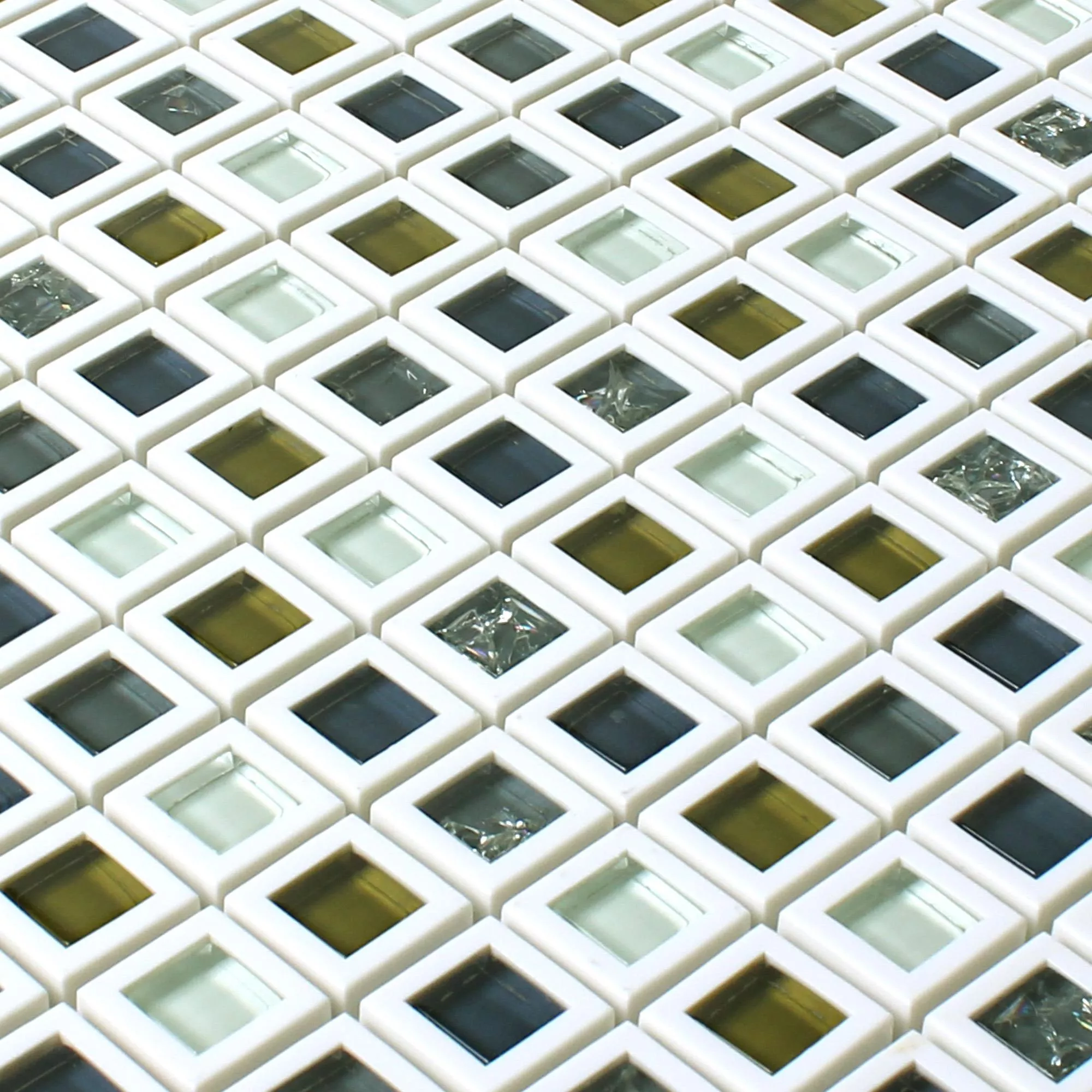 Próbka Szkło Plastikowy Mozaika Anatolia Zielony Biały