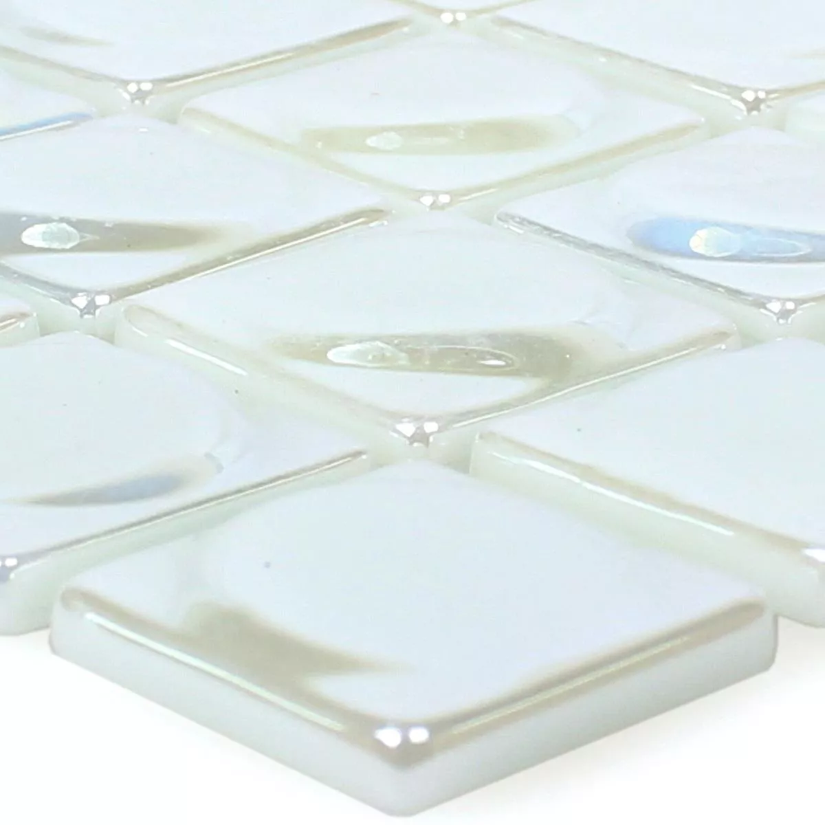 Próbka Mozaika Szklana Płytki Accra Biały 3D Okrągły