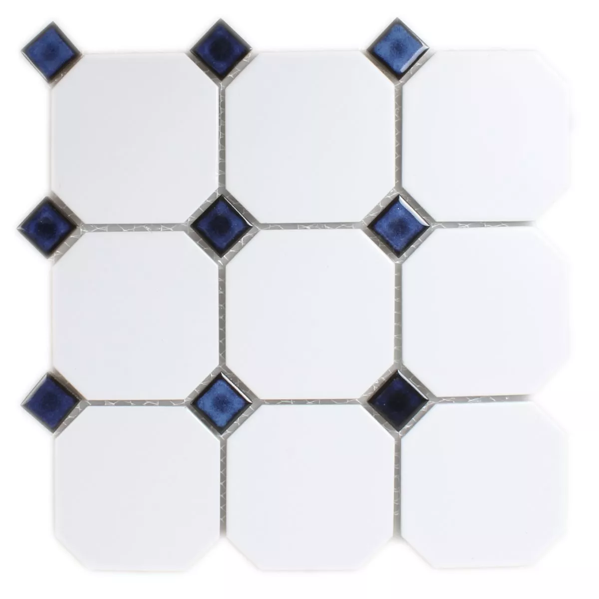 Mozaika Ceramika Ośmiokąt Biały Niebieski Mix