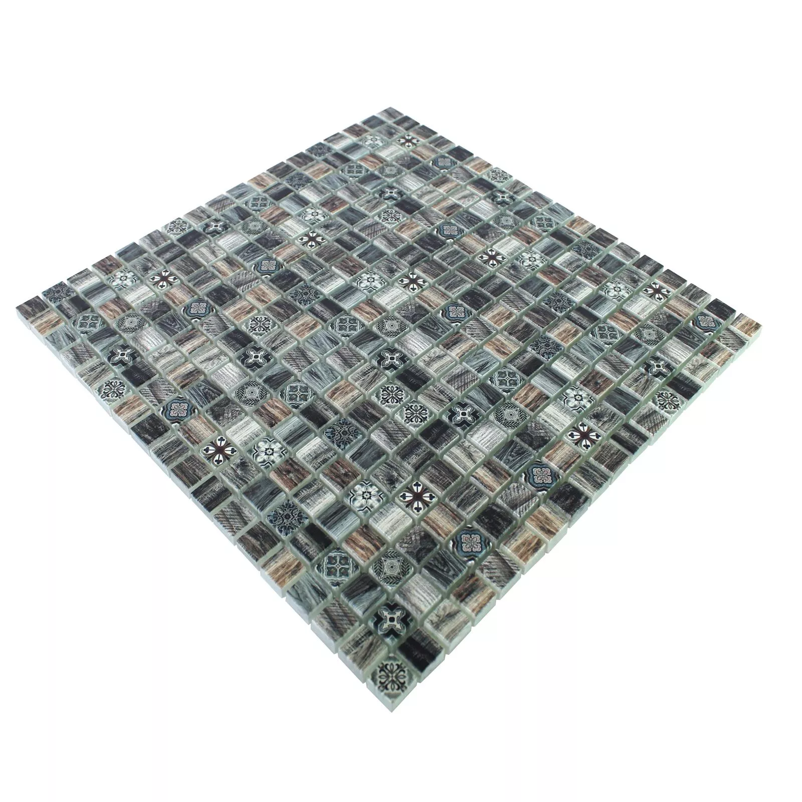 Próbka Mozaika Szklana Wygląd Drewna Płytki Vision Ciemnobrązowy