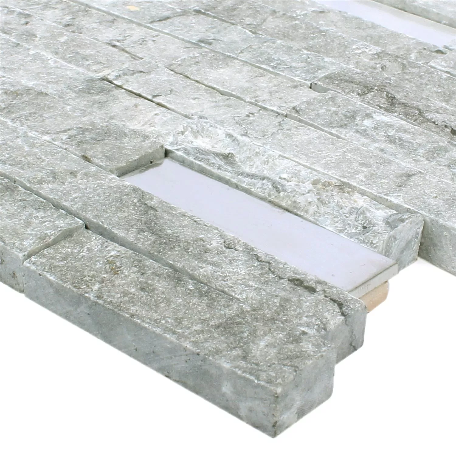 Mozaika Deepstone Kamień Naturalny Stal Nierdzewna Szary 3D