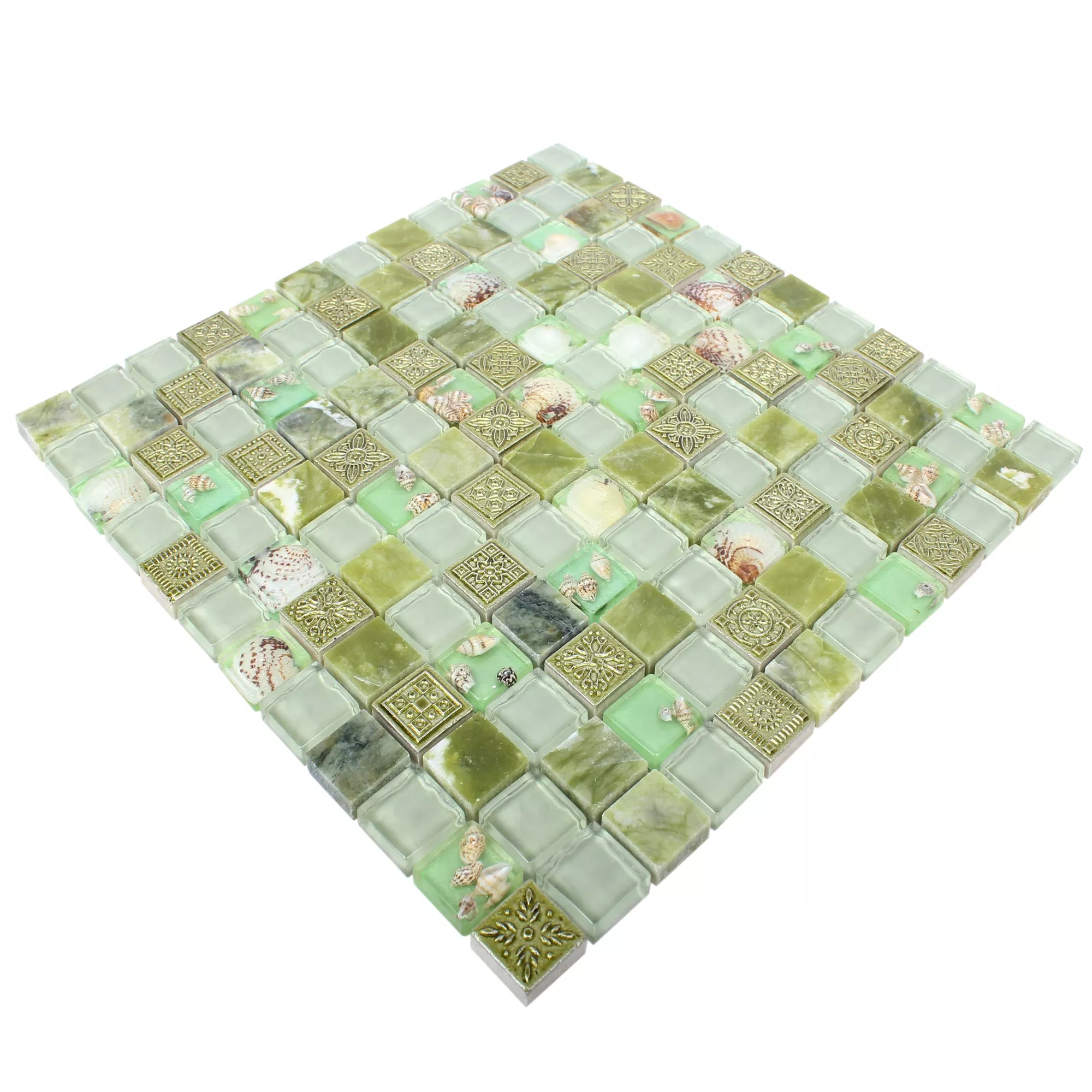 Mozaika Szklana Plytka Z Naturalnego Kamienia Tatvan Muszelka Zielony