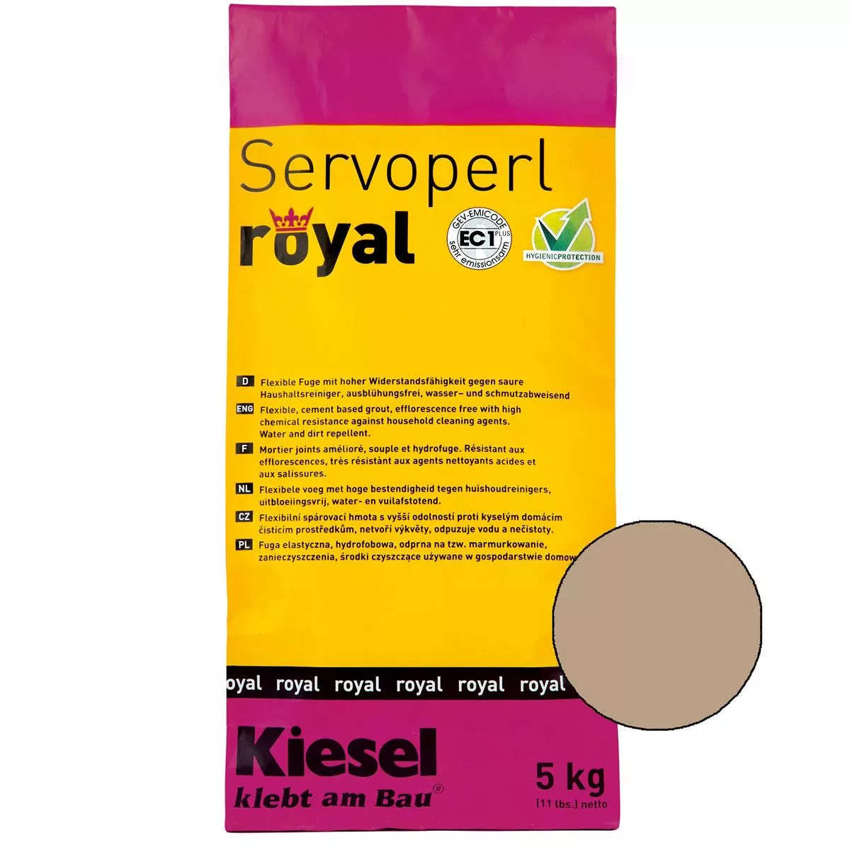 Kiesel Servoperl Royal - Elastyczna, Odporna Na Wodę I Brud Spoina (5KG Desert Sand)