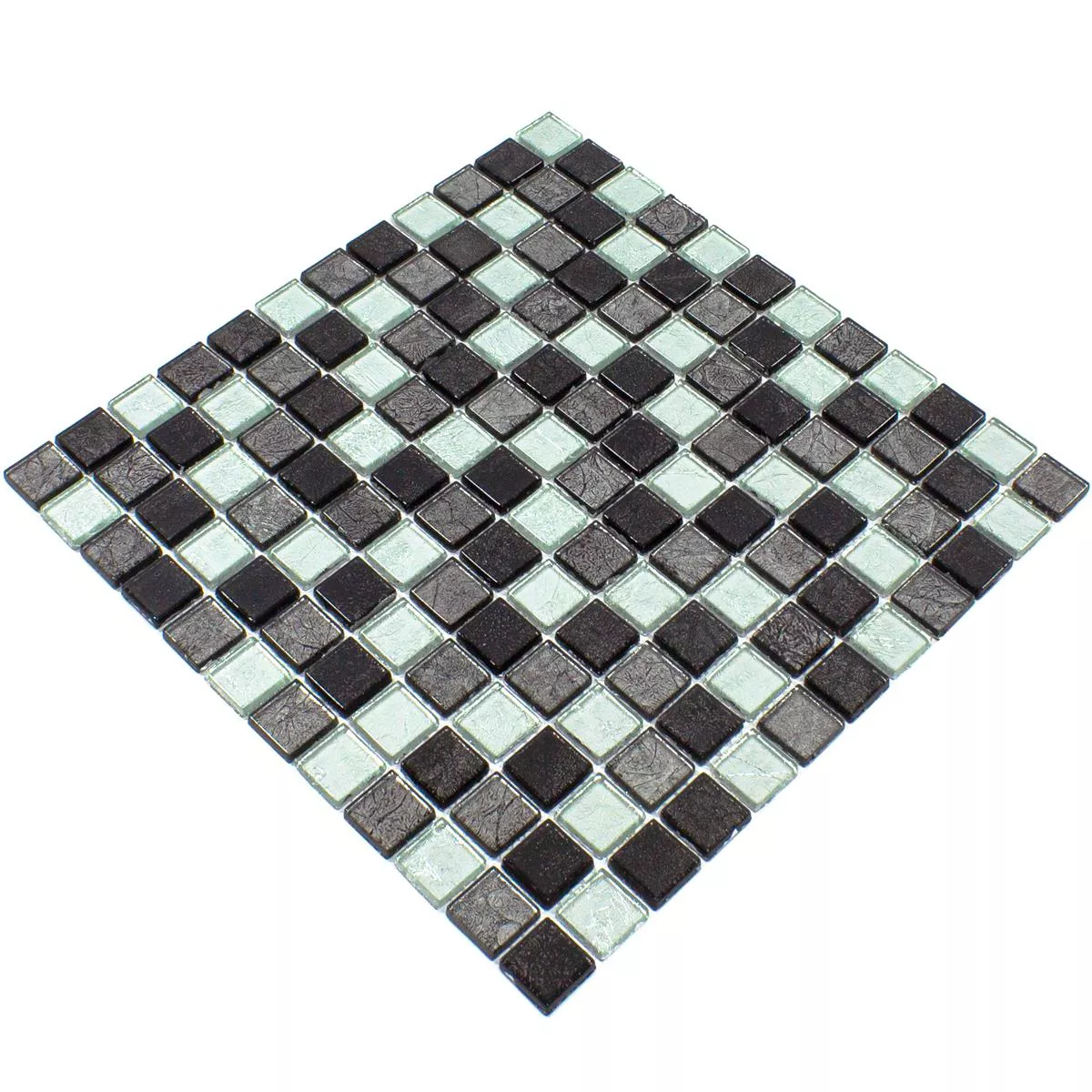 Mozaika Szkło Bonnie Kryształ Strukturalny Czarny Srebrny Szary
