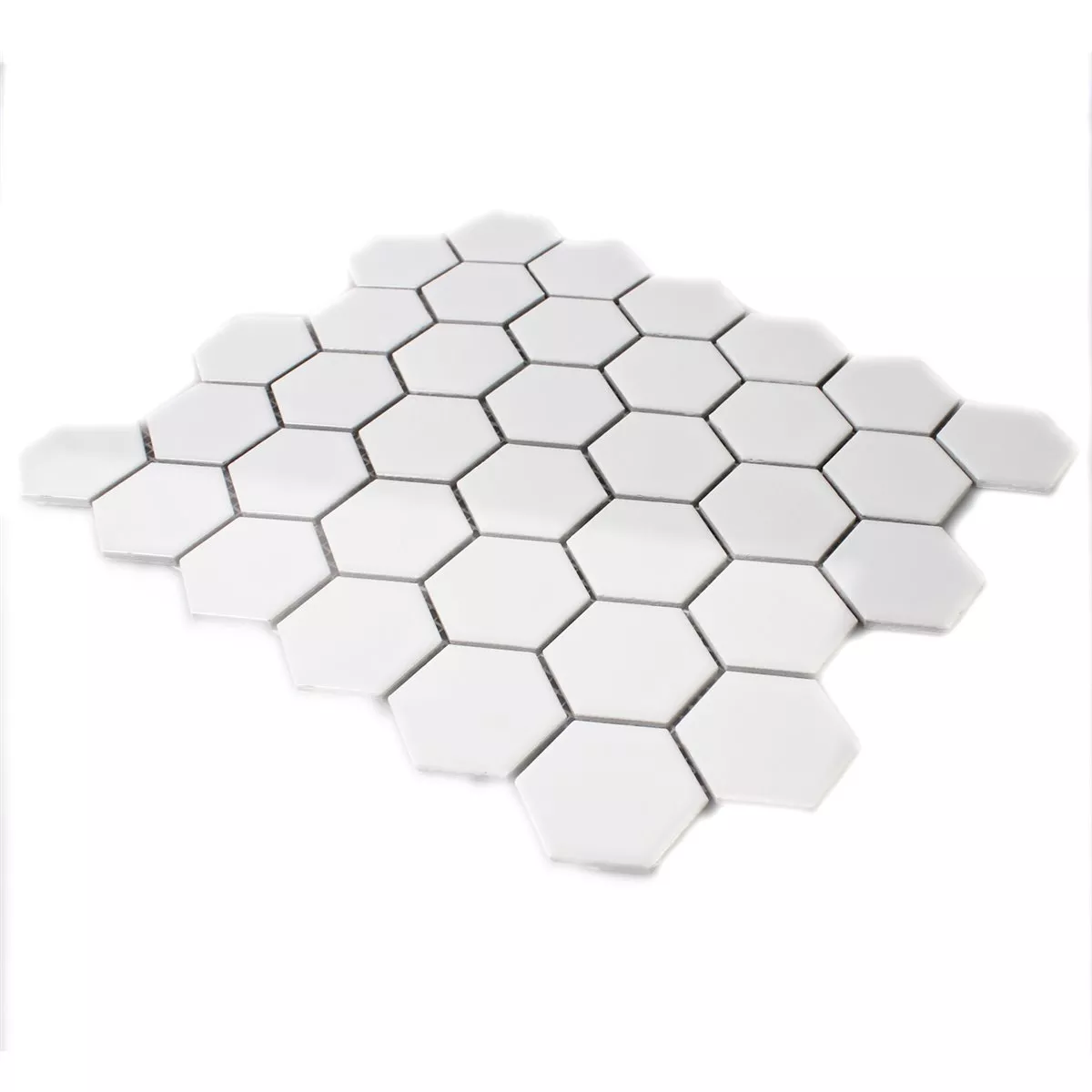 Próbka Mozaika Ceramika Sześciokąt Biały Błyszczący H51