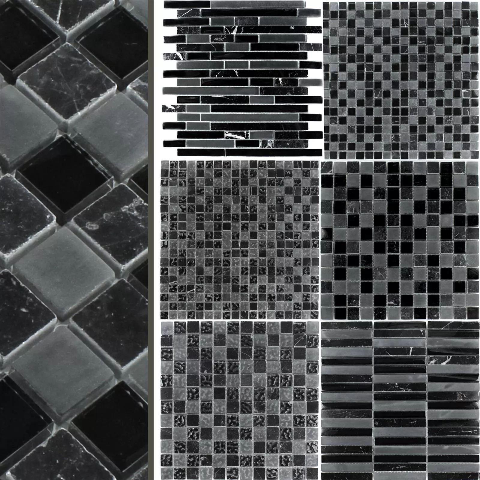 Mozaika Szkło Marmur Mix Zambia Czarny