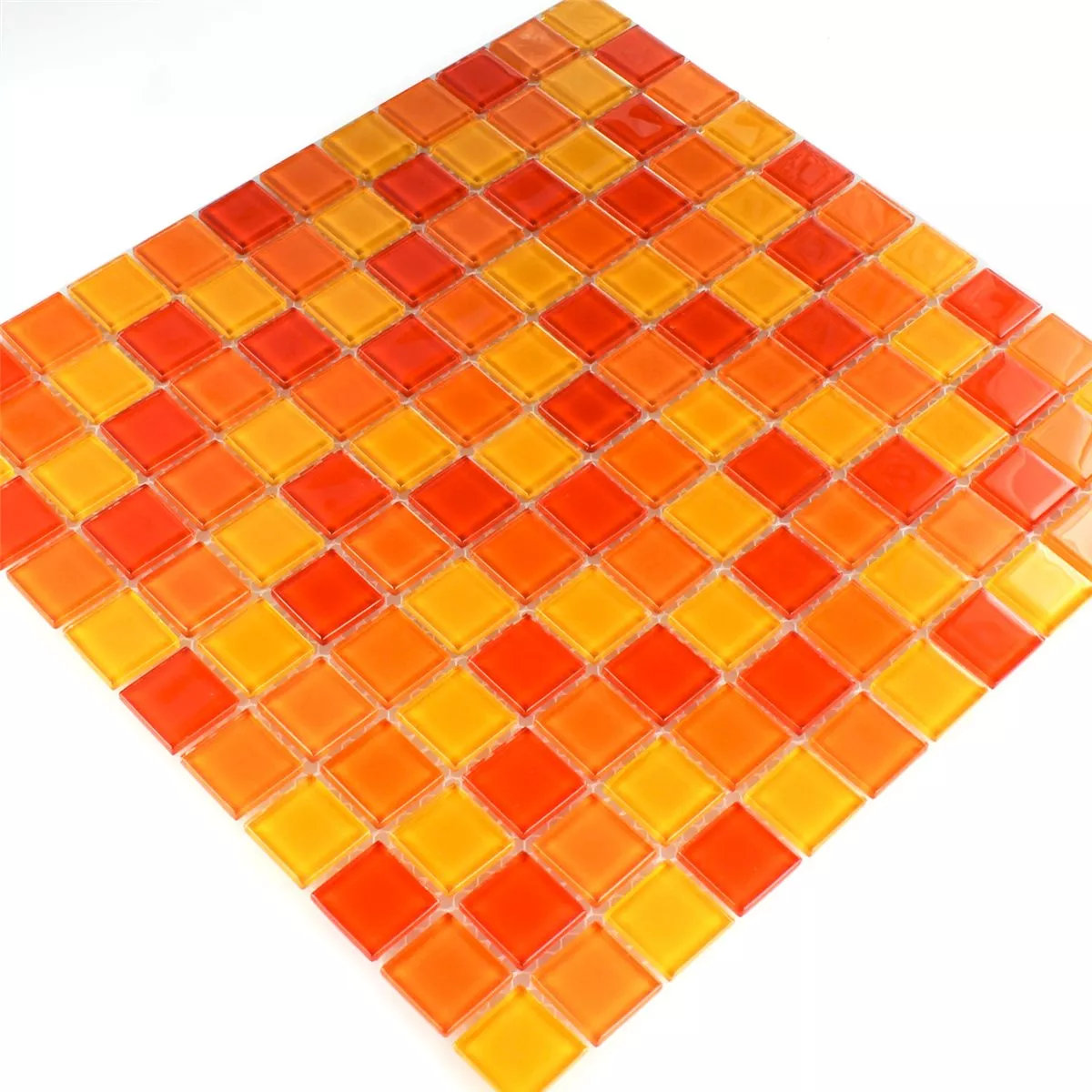 Mozaika Szkło Czerwony Pomarańczowy Żółty 25x25x4mm