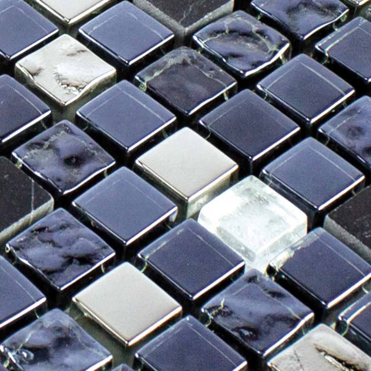 Próbka Szkło Kamień Naturalny Mozaika Cooktown Czarny Srebrny