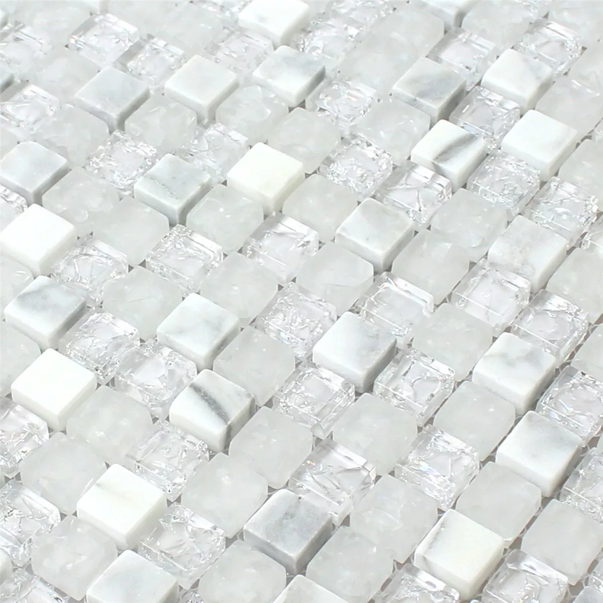 Mozaika Szkło Kamień Naturalny Złamane Biały Efekt