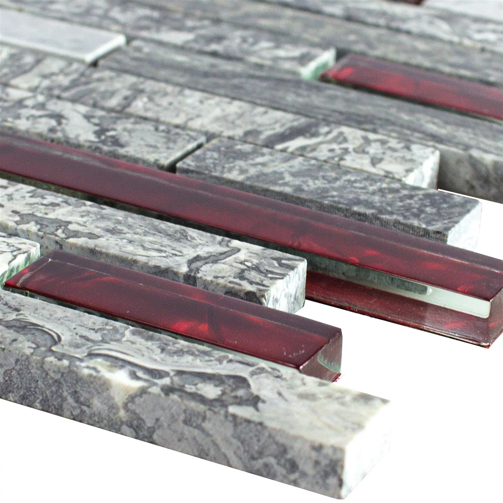 Mozaika Szklana Plytka Z Naturalnego Kamienia Manavgat Szary Czerwone Brick