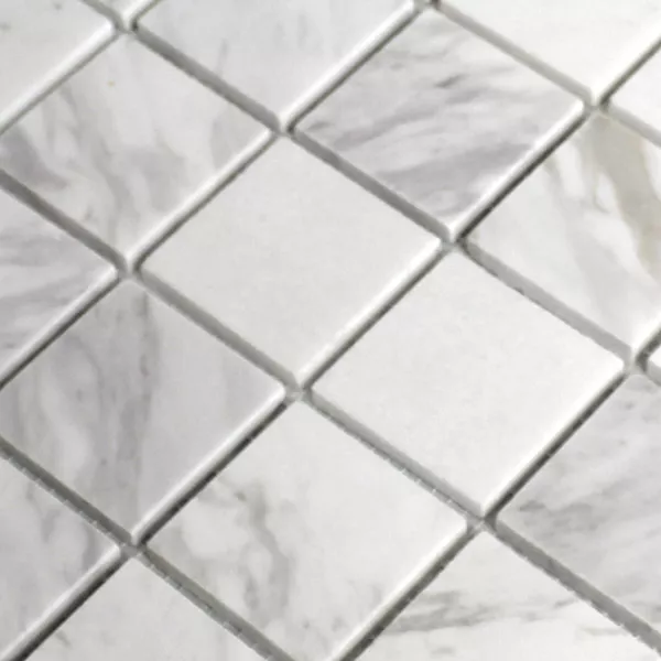 Płytki Mozaika Marmur 48x48x8mm Biały Polerowany