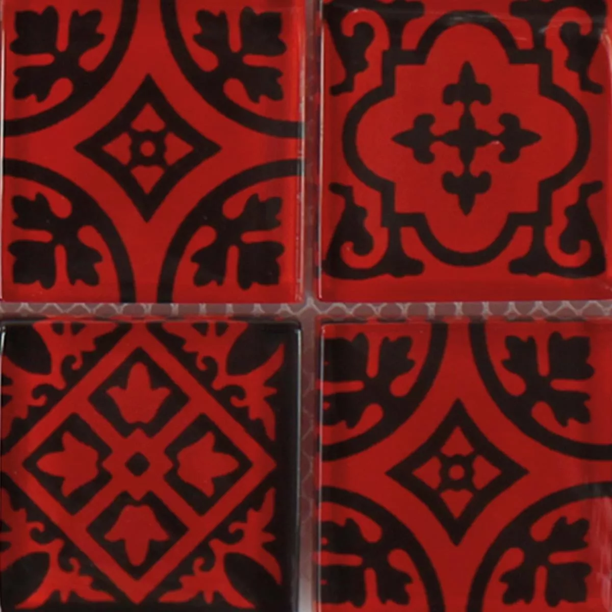 Próbka Mozaika Szkło Barock Ornament Czerwone