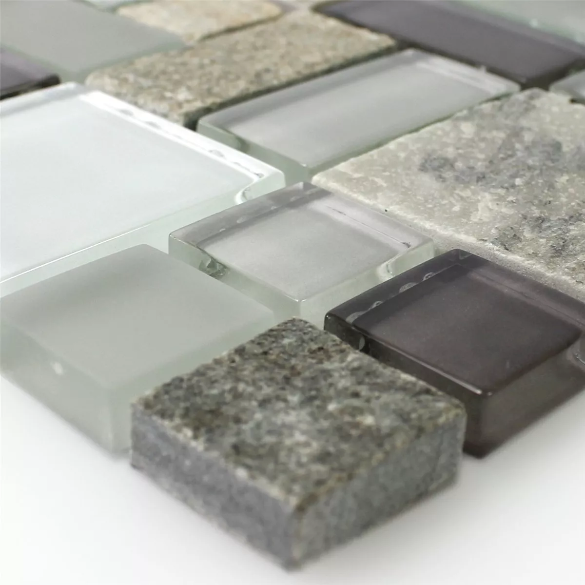 Próbka Mozaika Szklana Kamień Naturalny Szary Brązowy