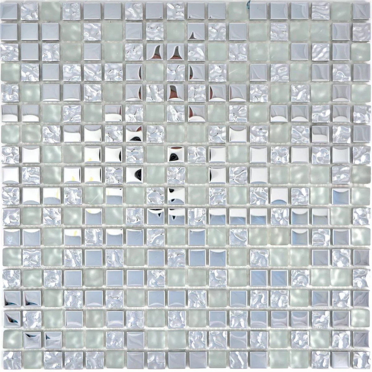 Mozaika Szklana Płytki Tolstoi Srebrny Biały