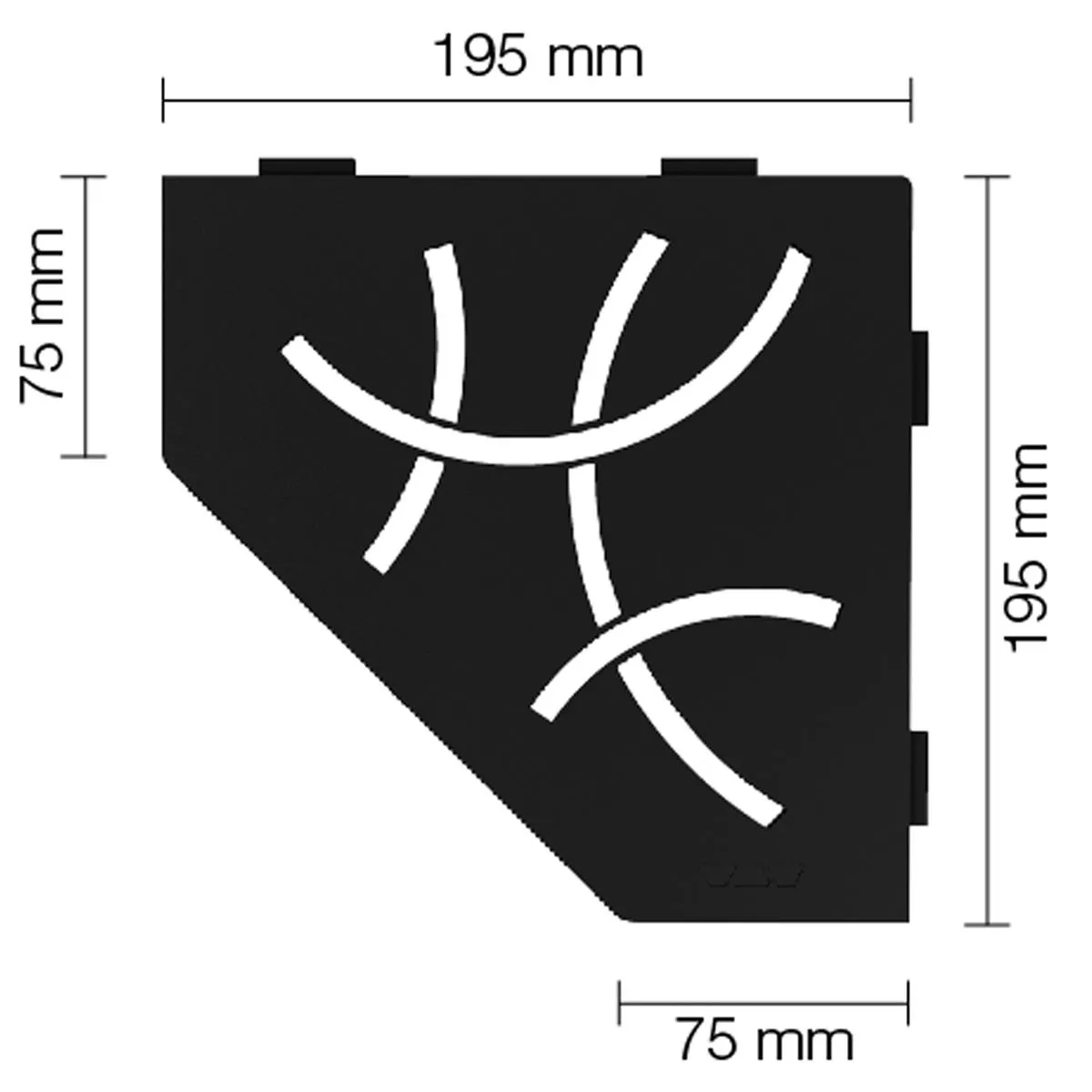 Półka ścienna półka prysznicowa Schlüter 5eck 19,5x19,5cm Curve Graphite