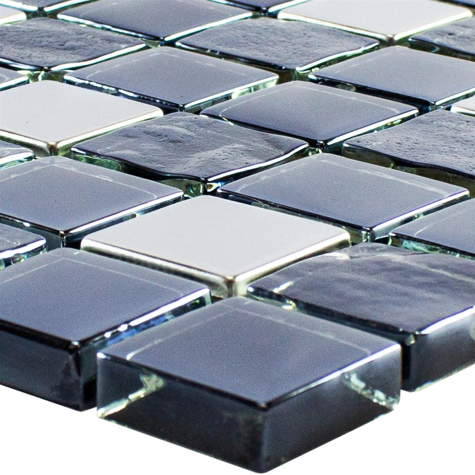 Próbka Mozaika Szklana Płytka Larisa Metallic Czarny Srebrny