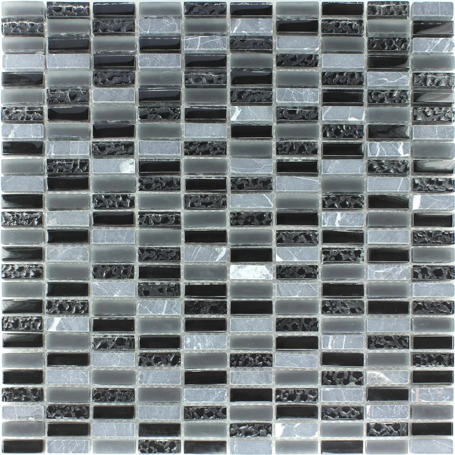 Mozaika Szkło Marmur Szary Mix 10x30x8mm