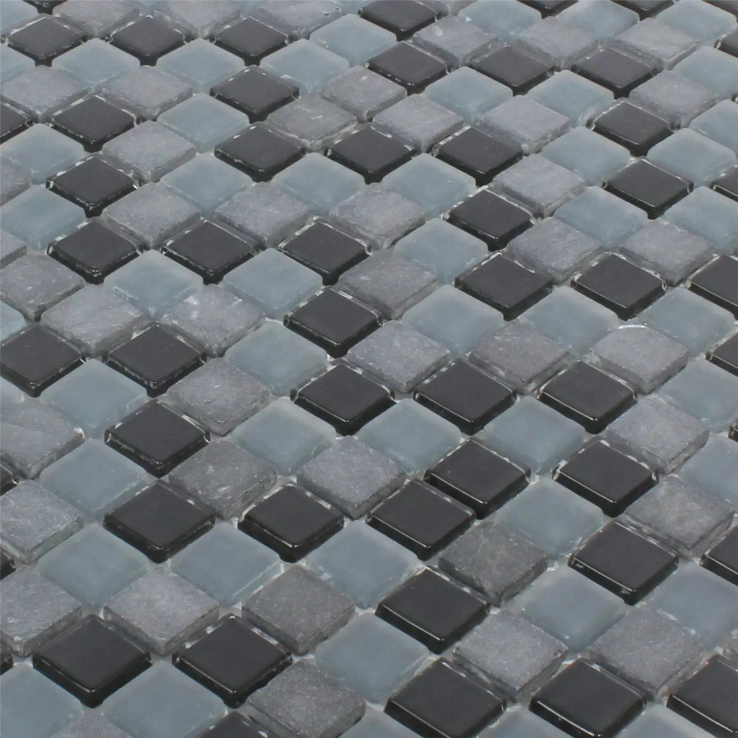 Mozaika Marmur Szkło Mix Kobra Czarny Szary 15