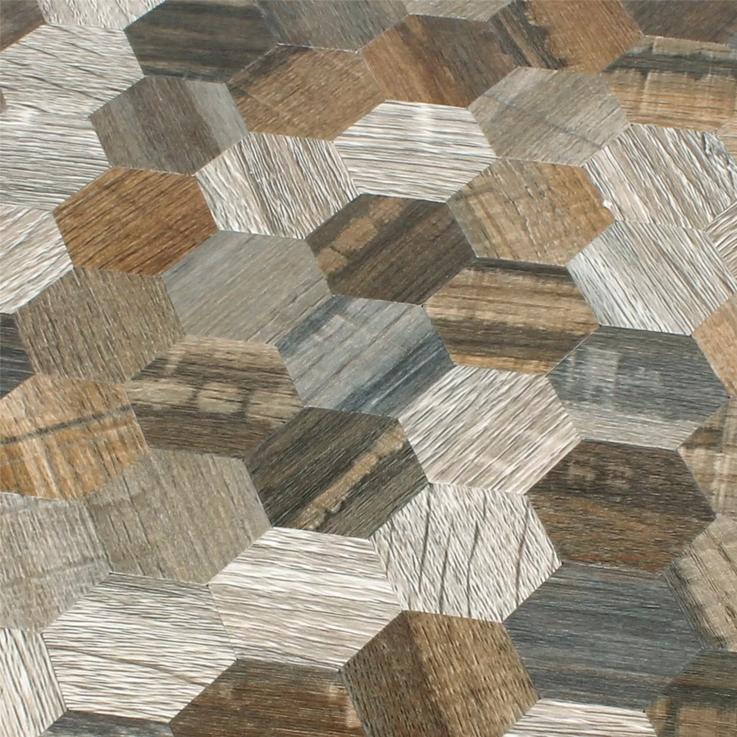 Mozaika Wygląd Drewna Metal Sześciokąt Samoprzylepny Morelia