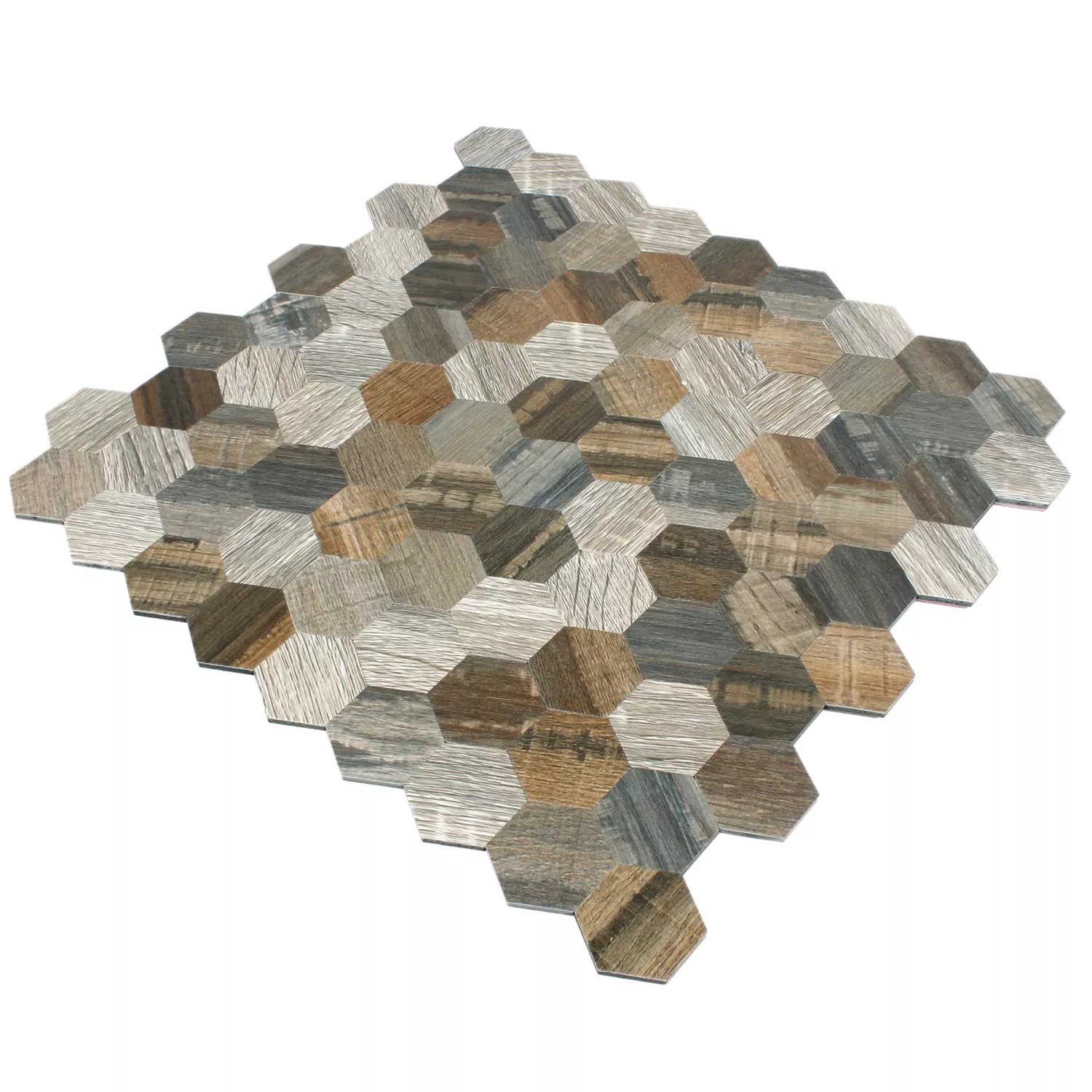 Próbka Mozaika Wygląd Drewna Metal Sześciokąt Samoprzylepny Morelia