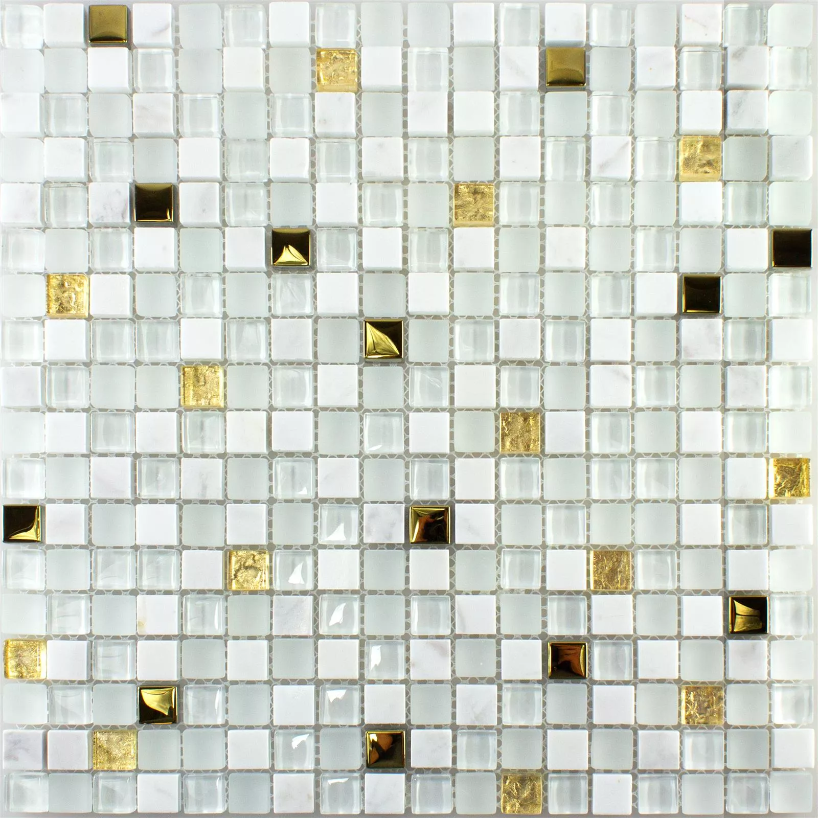 Próbka Szkło Kamień Naturalny Mozaika Maryot Biały Złoto