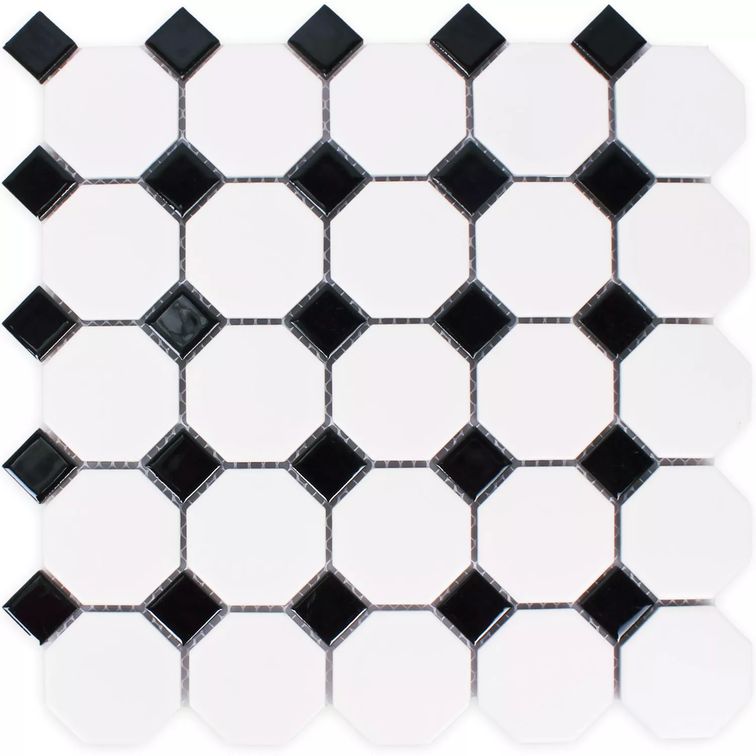 Mozaika Ceramika Ośmiokąt Belami Czarny Biały