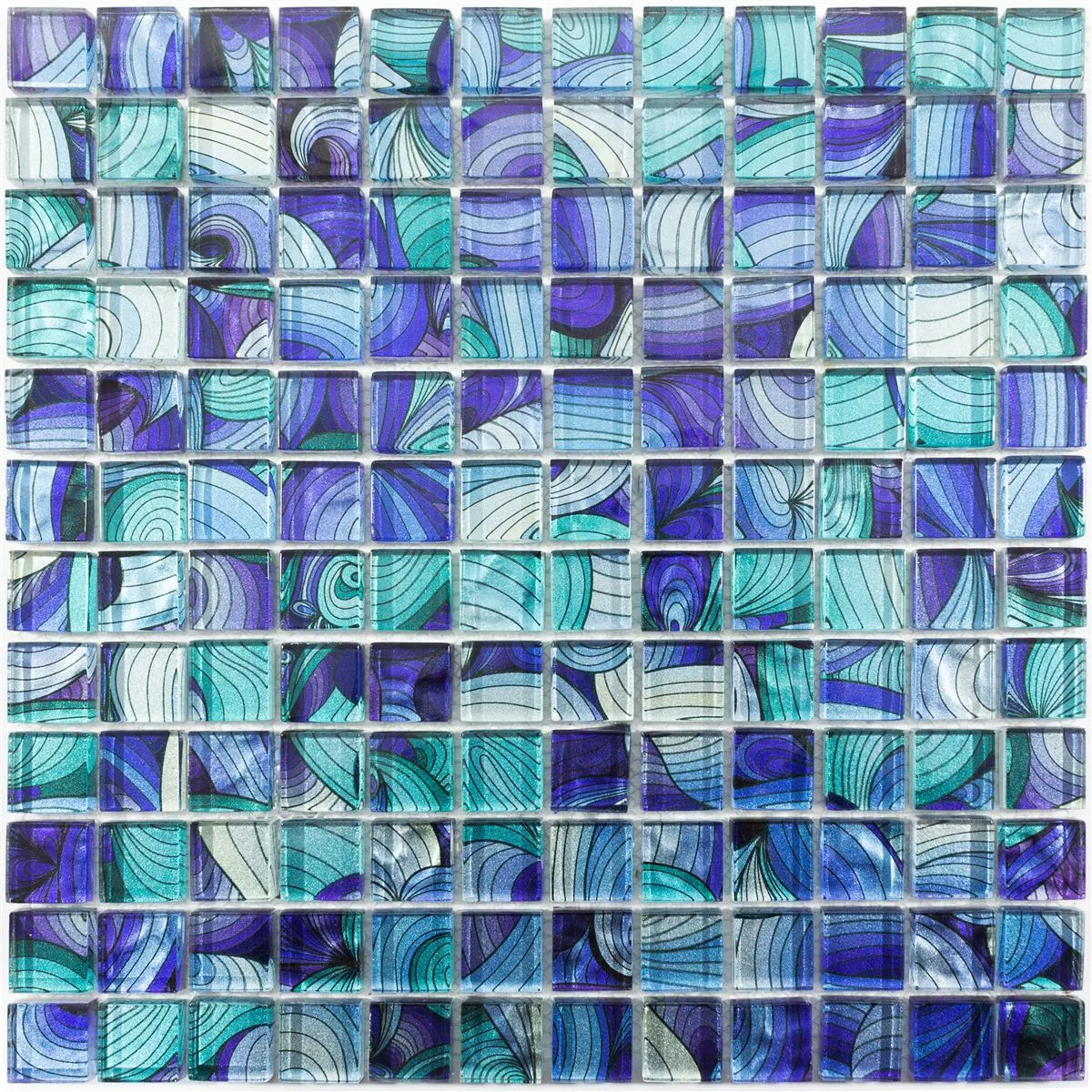 Mozaiki Szklana Płytki Atlantis Niebieski Turkusowy