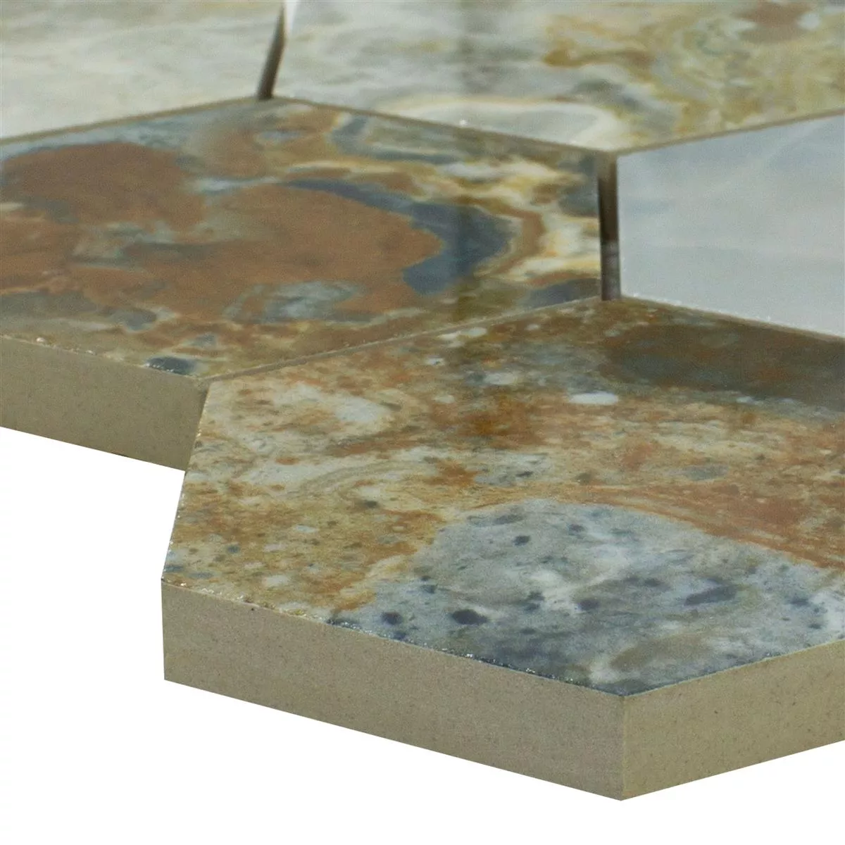 Mozaika Ceramiczna Płytki Naftalin Sześciokąt Brązowy Niebieski Mozaika Ceramiczna Płytki Naftalin Sześciokąt Brązowy Niebieski