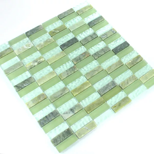 Mozaika Szkło Marmur 15x48x8mm Zielony Mix Sticks