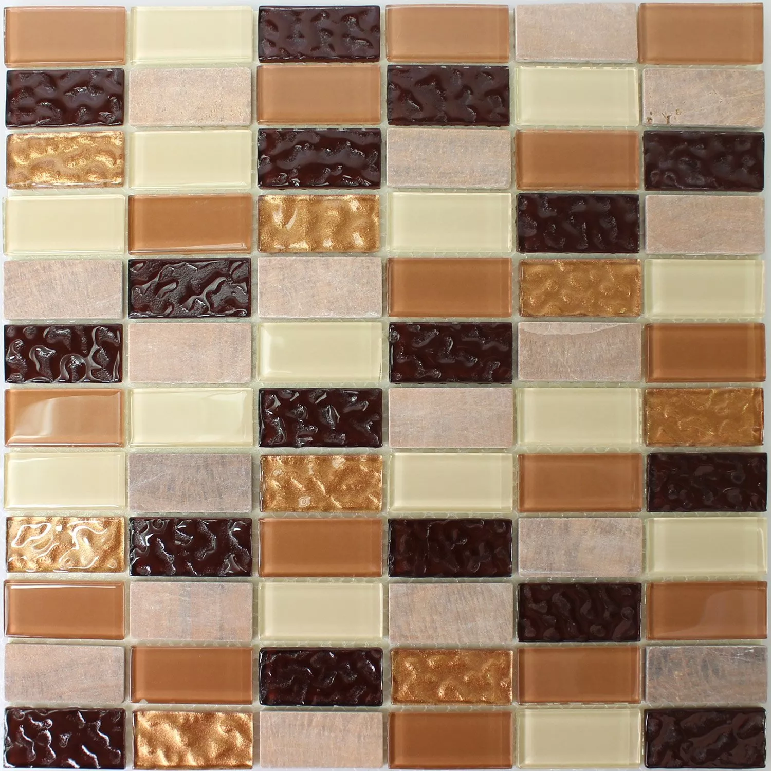 Samoprzylepny Mozaika Kamień Naturalny Szkło Beżowy Brązowy Brick