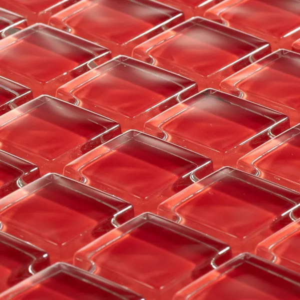 Mozaika Szklana Płytki Uni 23x23x8mm Czerwone