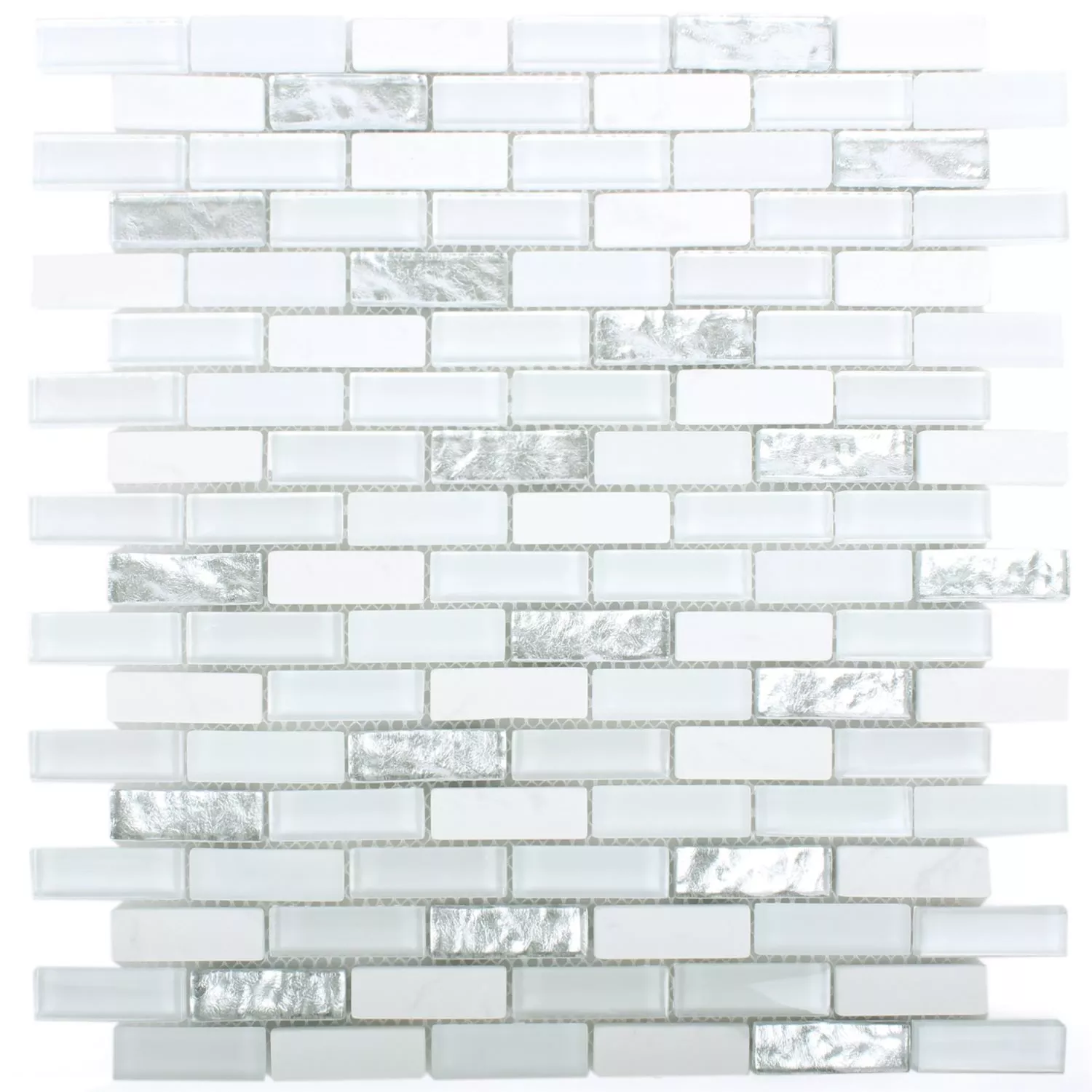 Mozaika Szkło Marmur Civan Biały Srebrny