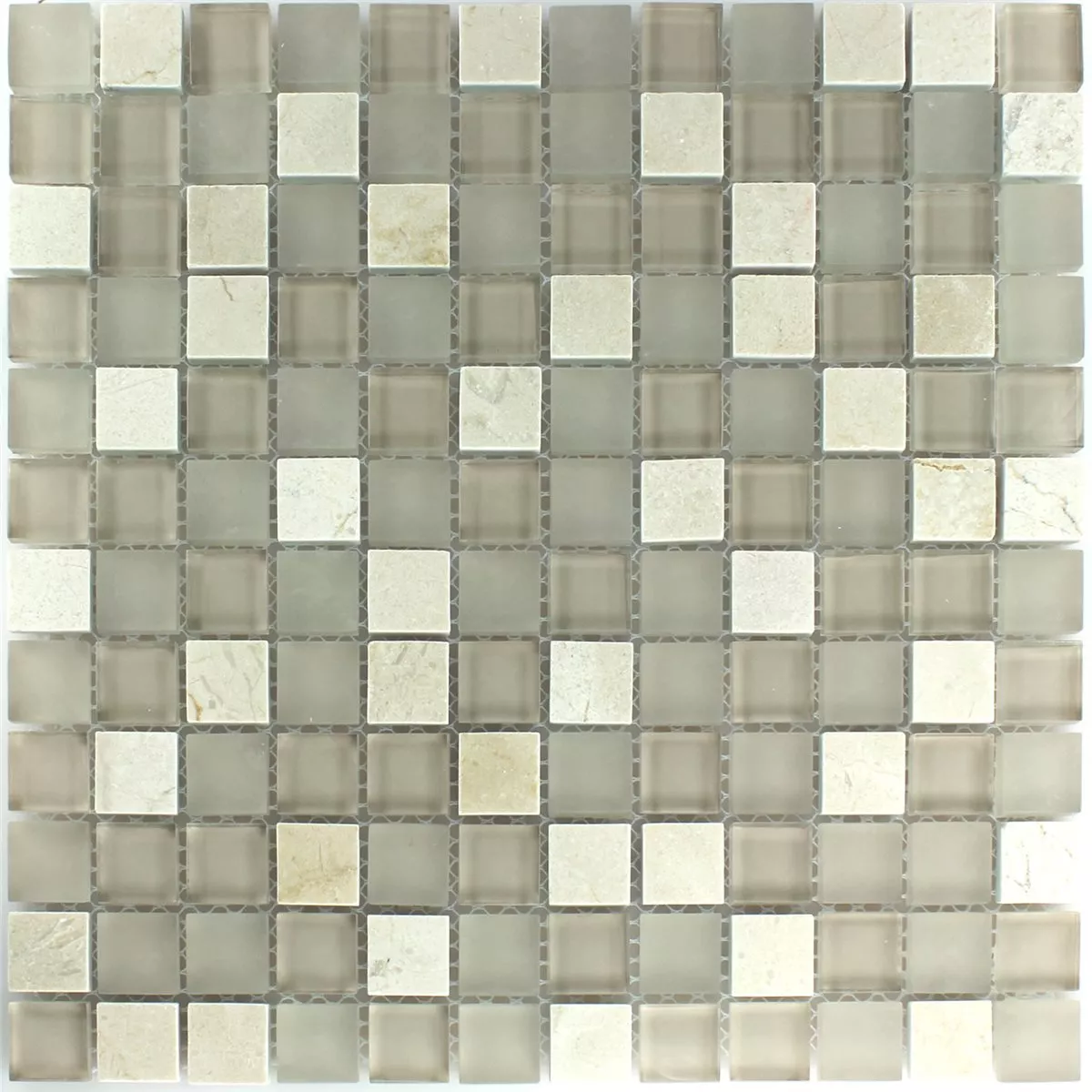 Mozaika Szkło Marmur Barbuda Kremowa 23x23x8mm