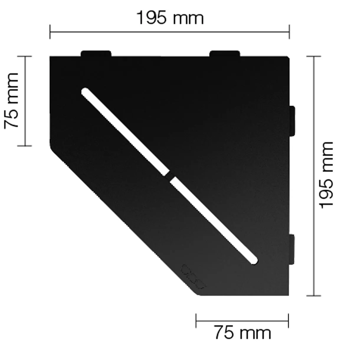 Półka ścienna półka prysznicowa Schlüter 5-rogowa 19,5x19,5cm czysty grafit